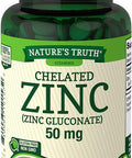Nature's Truth Chelated Zinc 50mg | 100 Tablets | Essential Mineral Supplement | from Zinc Gluconate | Vegetarian, Non-GMO, Gluten