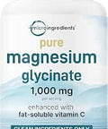 Pure Magnesium Glycinate 1000Mg 300 Capsules 100% Chelated For Max Absorption Enhanced With Vitamin C Only Uses Active Ingredients