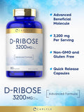 Carlyle D-Ribose Capsules | 3200mg | 180 Pills | Advanced Formula | Non-GMO Gluten Supplement
