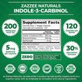 Zazzee High Absorption Indole-3-Carbinol (I3C), 200 Mg Per Capsule, 120 Vegan Capsules, 4 Month Supply, 5 Mg Bioperine For Enhanc