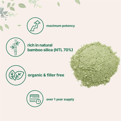 Micro Ingredients Organic Bamboo Extract Powder 8 Ounce (1 Year Supply) Rich in Silica and Minerals Supports Healthy Skin Nail Hair Joints and Bones Non-GMO and Vegan Friendly