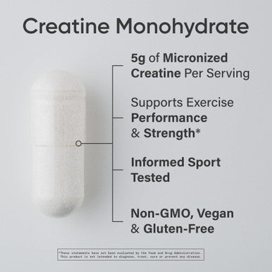 Sports Research Creatine Monohydrate Capsules May Support Workout Recovery Lean Muscle gain Performance and Strength Non GMO Vegan Certified 5g per Servings 30 Servings