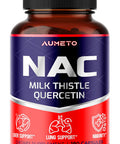 Aumeto Nac Supplement N-Acetyl-L-Cysteine - Enhanced with Milk Thistle + Quercetin for Optimal Immunity Respiratory Liver Wellness (180 Count (Pack of 1))