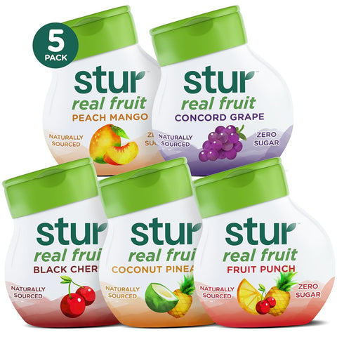 Stur Liquid Water Enhancer Peach Mango Sweetened with Stevia High in Vitamin C & Antioxidants Sugar Zero Calories Keto Vegan 5 Bottles Makes 120 Drinks