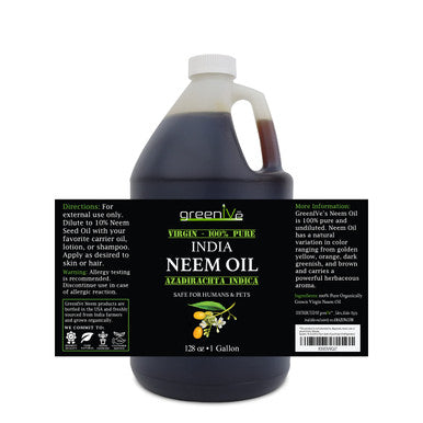Greenive - Neem Oil - 100% Organically Grown Neem Oil - Cold Pressed Virgin Neem Oil - (128 Ounce (1 Gallon