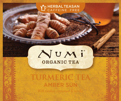 Numi Organic Tea Amber Sun 12 Count Box of Tea Bags (Pack of 6) Turmeric Tea