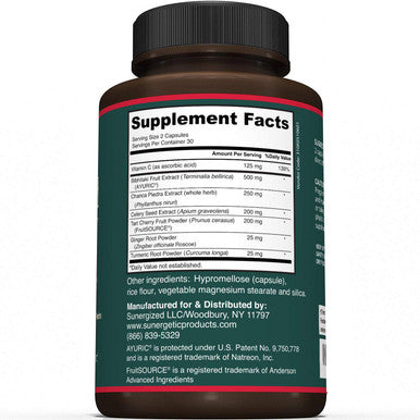 Sunergetic Premium Uric Acid Support Supplement ÃƒÂ¢Ã¢â€šÂ¬Ã¢â‚¬Å“ Uric Acid Cleanse & Kidney Support ÃƒÂ¢Ã¢â€šÂ¬Ã¢â‚¬Å“ Includes Tart Cherry, Chanca Piedra, Celery Extract & Turmeric - 60 Capsules