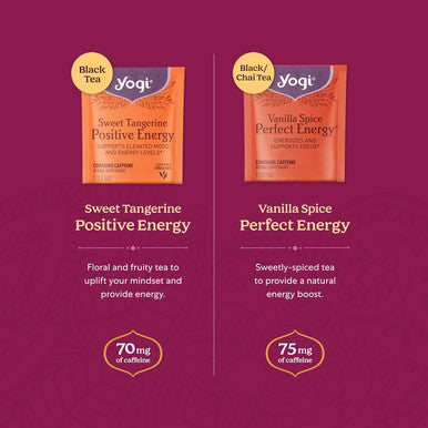 Yogi Organic Tea Energy Sampler Box - 8 Favorite Black & Green Teas (32 Tea Bags) - Assorted Delicious Wellness Teas - Contains Caffeine - Tea Set & Variety Pack Sampler