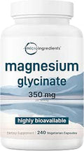 Micro Ingredients Magnesium Glycinate 350Mg Per Serving 240 Veggie Capsules Potent Elemental Form 100% Chelated Highly Bioavailable Healthy Muscle Bones and Mood Support Supplement NonGmo