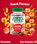 Chewy Vites Adult High Strength Iron 60 Vitamin Gummies 14mg Ferrous Fumerate Iron Gummies with Vitamin C 2 Months Supply Real Fruit Juice Vegan Peach Flavour