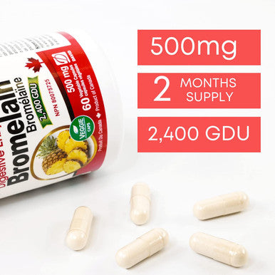 Nutridom 2400 GDU Bromelain Digestive Enzyme Supplements, 500 mg, 60 Vegan capsules, Non-GMO, Supports Healthy Digestion, Joint Health, Nutrient Absorption