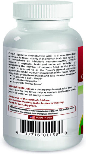 Best Naturals Gaba 750 mg 100 Veggie Caps