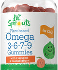 Vegan Omega 3 6 7 9 Gummies For Kids | 120 Count | Natural Peach Flavor | Non-Gmo, Gluten Free, And Sugar Free | By Lil' Sprouts