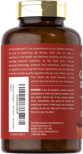 Carlyle Calcium 1200 Mg With Vitamin D3 | 120 Softgels | Non-Gmo And Gluten Free Supplement | Tahoe Naturals