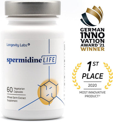 Spermidinelife Natural Supplement, Plant-Based, Wheat Germ Extract With High Spermidine Content And Zinc For Cell Renewal, Vegan-Friendly, 60 Capsules