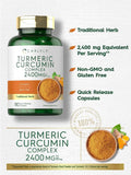 Carlyle Turmeric Curcumin Supplement 2400mg | 180 Powder Capsules | Herbal Complex | Non-GMO Gluten Formula