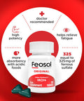 Feosol Original Iron Supplement Tablets, Non-Heme, 325Mg Ferrous Sulfate (65Mg Elemental Iron) Per Iron Pill, 1 Per Day, 120Ct, 4 Month Supply, For Energy And Immune System Support, Made In Usa