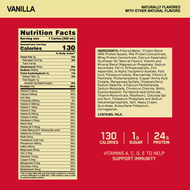 Optimum Nutrition Gold Standard 24G Protein Shake Vanilla 12 Count