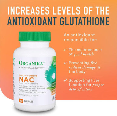 Organika Nac (N-Acetyl-L-Cysteine) 500Mg- Supports Antioxidant Glutathione Levels, Immune System Support, Liver And Detox Support- 90 Caps