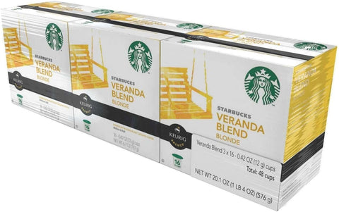 Starbucks K-Cup Coffee Pods, Starbucks Blonde Roast Hot or Iced Coffee, Veranda Blend, 60 Keurig Pods