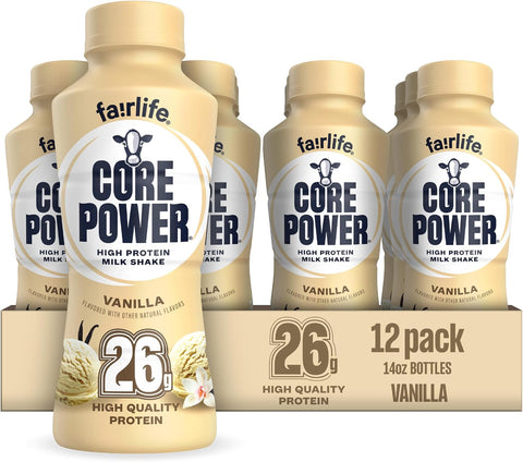 Core Power Protein Shake, Chocolate, 26g Bottle, 14oz, 12 Pack