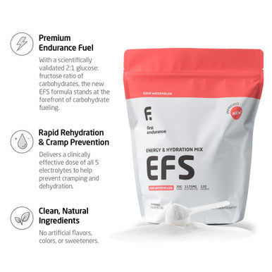 FIRST ENDURANCE EFS Hydration & Endurance Drink Mix - Premium Carbohydrates for Energy & Performance Electrolytes for Rapid Rehydration & Running| Isotonic Energy Fuel | Sour Watermelon