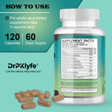 Board Certified Internist Recommended, 30 Yrs Exp. : Saw Palmetto, Nettle Root, Pumpkin Seed Oil, Cranberry, Pygeum Africanum,D-Mannose, Hibiscus,Lycopne: 1560 Mg:Bladder, Prostate & Hair Health.