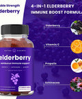Elderberry Gummies Sambucus Elderberry Gummies For Adults & Kids Vitamin C Propolis & Echinacea Max Strength Immune Support Gummies Natural Berry Flavor 120 Gummies (2 Pack)