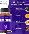 Elderberry Gummies with Vitamin C, Propolis & Echinacea - Immune System Support Gummy Vitamins for Adults & Kids - Max Strength 200mg Sambucus Antioxidant