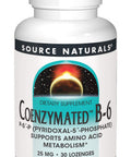 Source Naturals Coenzymated B-6 25mg P-5 Pyridoxal-5 Phosphate Fast-Acting, Quick Dissolve Sublingual Vitamin Supports Amino Acid Metabolism - 30 Lozenges
