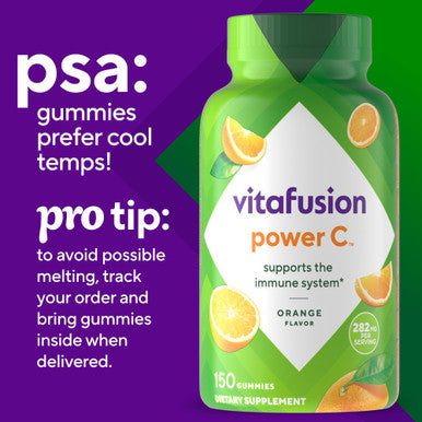 Vitafusion Power C Vitamin C Gummies For Immune Support, Orange Flavored, 282 Mg Vitamin C, America'S Number 1 Gummy Vitamin Brand, 50 Day Supply, 150 Count
