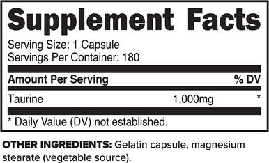 Primaforce Taurine 1000mg Capsules 180 Caps NonGMO Gluten Free Supplement