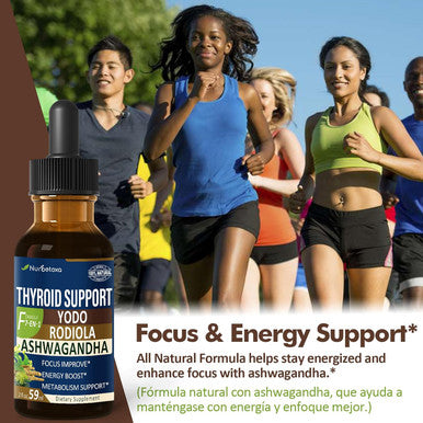 Thyroid Support Drops - Liquid Iodine Supplement, Gotas De Yodo Y Selenio Para Tiroides, Con Rodiola Semenovii Y Ortiga, Fight Brain Fog W/Ashwagandha & Rhodiola Extract Tincture.2 Oz