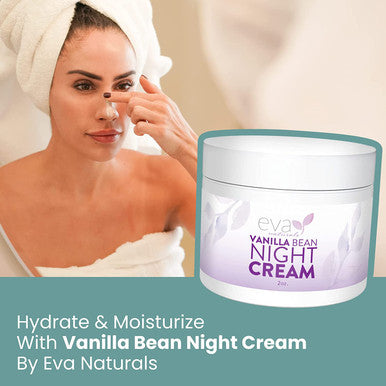 Eva Naturals Vanilla Bean Night Repair Cream Green Tea Vitamin E Face Night Cream For Smoother Softer Skin While Reducing Wrinkles and Fine lines Anti Aging Moisturizer For All Skin Types 2 Oz