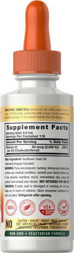 Carlyle Liquid Vitamin D3 | 2000 Iu | 2 Oz | Vegetarian, Non-Gmo, And Gluten Free Formula | 50Mcg | Vitamin D Liquid Drops
