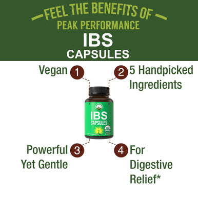 Usda Organic Ibs Capsules For Relief, Ingestion, Bloating, Gas. Irritable Bowel Supplement With 5 Handpicked Organic Ingredients
