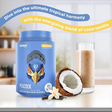 Birdman Peacock Vegan Protein Powder Complete Plant Based Meal Replacement Shake With Magnesium, Vitamin D, Mct Oil All In One Supplement For Men And Women Smooth Texture Coco Vanilla Flavor