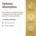 Solgar L-Cysteine 500 Mg 90 Vegetable Capsules - Free Form Amino Acid - Keratin Support For Skin Hair & Nails - Glutathione Support - Vegan Gluten Free Dairy Free Kosher - 90 Servings