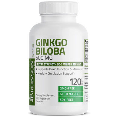 Bronson Ginkgo Biloba 500mg Extra Strength 500mg - Supports Brain Function & Memory Support, 120 Vegetarian Capsules