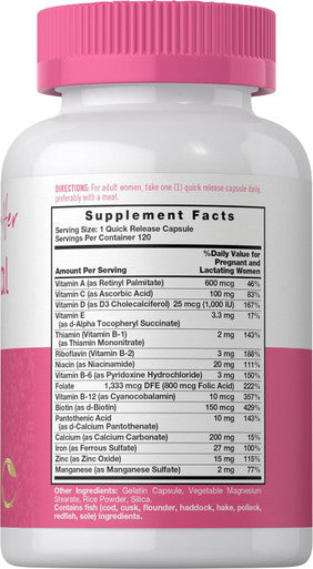 Carlyle Prenatal Vitamins for Women | 120 Capsules | Multivitamin and Mineral Formula with Folic Acid | Non-GMO and Gluten Supplement | for Her