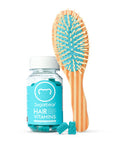 bear Hair Vitamin Gummies for Normal Hair & Nails Growth with Vegan Vitamin C, B12, Biotin, Zinc, Iodine, Folate, Coconut Oil, Hair Supplement for Women & Men - Hair Pair Holiday Brush Gift Set