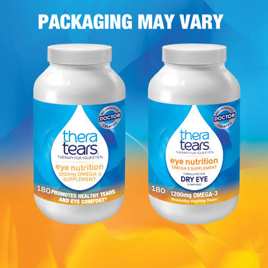 TheraTears 1200mg Omega 3 Supplement for Eye Nutrition Organic Flaxseed Triglyceride Fish Oil and Vitamin E 180 Count