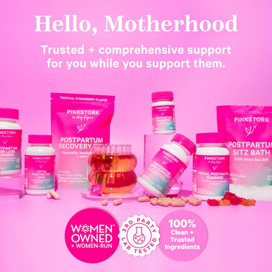 Pink Stork Postpartum Sitz Bath Soak: Dead Sea Salt for Perineal Care & Cleansing Postpartum Recovery Labor and Delivery Essentials Women-Owned Unscented 16 oz