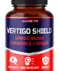 Aumeto Vertigo Support Complex with Ginkgo Biloba Chamomile Ginger Vitamin D3 B12 - Advanced 14-in-1 Formula for Spinning Dizziness Inner Ear Balance - Made in The USA