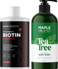 Biotin Shampoo And Body Wash Set - Volumizing Extra Strength Biotin Shampoo For Thinning Hair And Hydrating Tea Tree Oil Body Wash For Dry Skin - Sulfate Shampoo And Body Soap With Essential Oils
