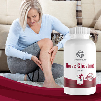 LongLifeNutri Horse Chestnut Extract 500Mg 180 Vegetarian Capsules | Made In Usa | Aescin 100Mg Per Pill | Horsechestnut Seed Supplement 500 Mg