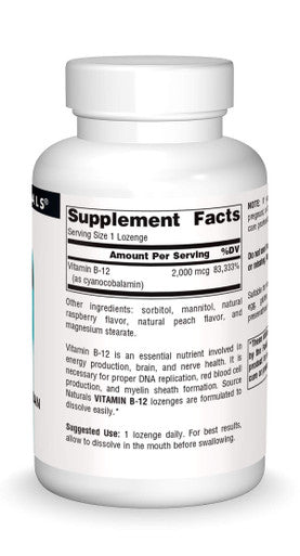 Source s Vitamin B-12, 2000 mcg Supports Energy Production - 200 Lozenges