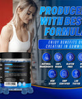 GummiJoy | Creatine Gummies 5000mg | 120 Max Strength Muscle Growth | Recovery Supplements for Men & Women | Creatine Monohydrate Plus B12 and L-Taurine | Blueberry Flavour | 1 Month Supply
