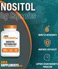 BulkSupplements Inositol Capsules - Vitamin B8 Supplement for Antioxidants & Liver Support - Vegan, - 2 Capsules - 2-Month Supply (120 Veg Capsules)