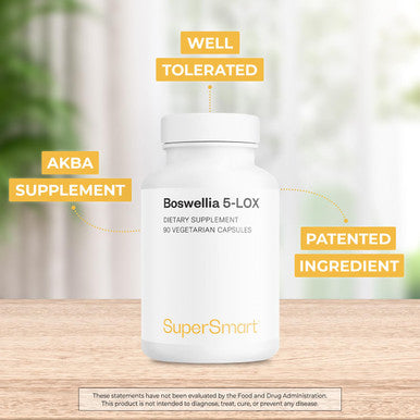 Supersmart 5Loxin 200 mg Per Day Extract of Boswellia Serrata Support Healthy Joint Anti Inflammatory Supplement Pain Relief NonGMO Gluten Free 90 Vegetarian Capsules